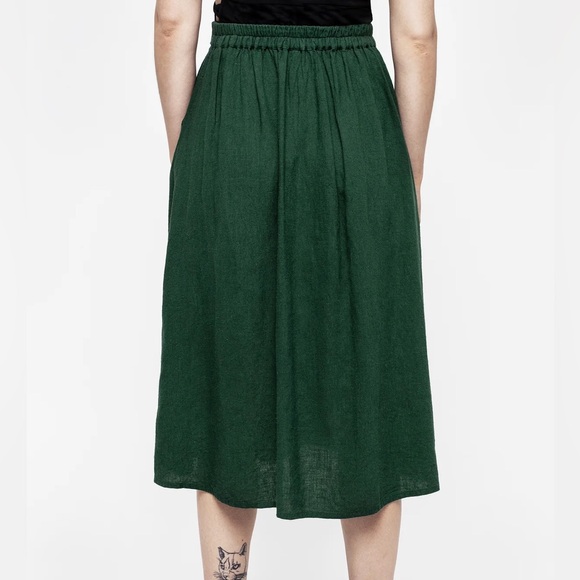 NWT Disturbia Basilisk Green Linen Blend Button Up Midi Skirt - Picture 4 of 16